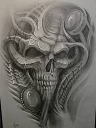 a drawing of a skull with an intricate design on it