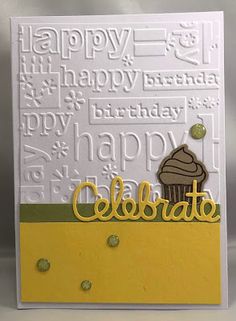 a happy birthday card with a cupcake on it