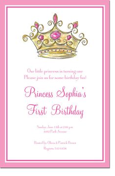 a princess birthday card with a crown on it