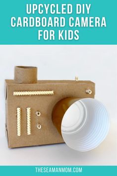 an upcycled diy cardboard camera for kids