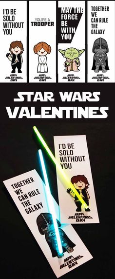 star wars valentine cards with the words, i'd be without you on them