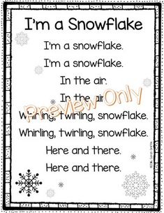 i'm a snowflake poem for kids