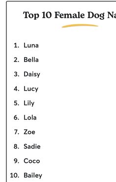 the top ten female dog names