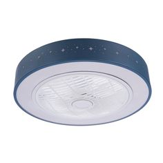 a blue and white ceiling light with stars on it