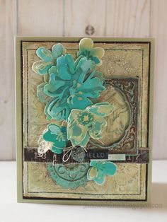 a close up of a card with flowers on it