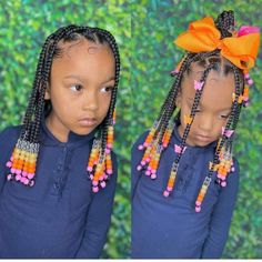 Toddler Knotless Braids, Knotless Braids With Beads, Black Toddler Hairstyles, African Braids Hairstyles Pictures, Daughter Hairstyles, Kids Style Hair, Natural Kids