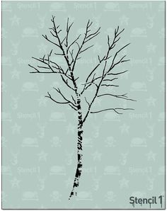 a tree with no leaves is shown in black and white on a light blue background