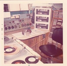 an old photo of some equipment in a room