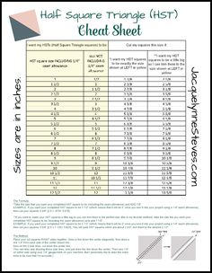 the height chart for half square triangle