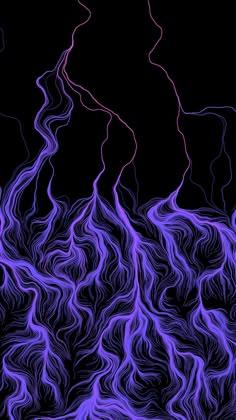 an abstract painting with blue and purple lines on black background, showing the water's surface