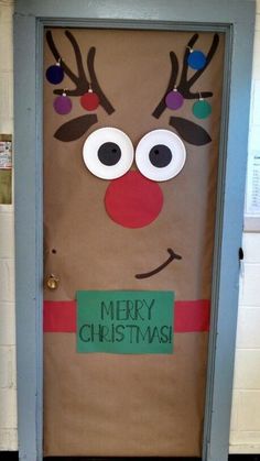 a door decorated to look like a reindeer