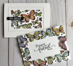 two greeting cards with butterflies on them