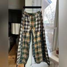 Nwts Free People Wide Leg Baggy Trouser Pants With Mixed Plaid And Studded Details. High Rise With Front And Back Pockets Size 6, True To Size Fit, I Am Typically A True 28/6 In Free People. Last Pic Gives Exact Info For This Specific Style In A Size 6 Plaid Wide Leg Pants, Checkered Pants, Jane Clothing, Wardrobe Wishlist, Baggy Trousers, Plaid Pants, Free People Pants, Green Plaid, Trouser Pants