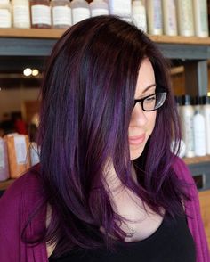 nice 25 Dark Purple Hair Ideas That Will Tease And Splash Permanent Purple Hair Dye, Purple Brown Hair, Dark Hair Dye, Lilac Hair Color