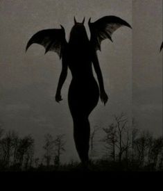 two images of a woman with wings in the dark