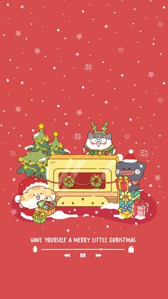 an animated christmas card with cats and presents