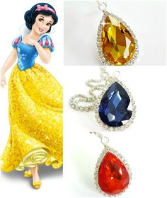 Snow White Crystal Necklace,  Red Blue Yellow Teardrop Crystal Charm Fits Snow white Birthday Shirt White Crystal Necklace, Snow White Birthday Party, Chain Headpiece, Snow White Birthday, Snow White Disney, Outfit Birthday, 90s Inspired Outfits, Dragon Earrings, Kitten Collars