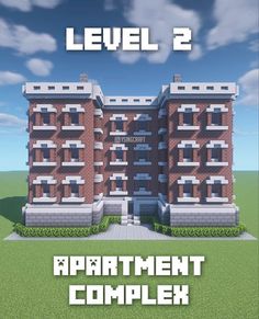 the apartment complex in minecraft is shown with text that reads, level 2 apartments