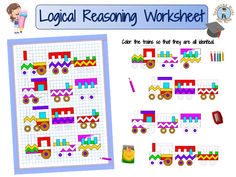 a colorful train is shown next to an image of the worksheet for this activity