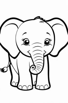 an elephant with big ears and eyes coloring page for kids, including the head of an elephant