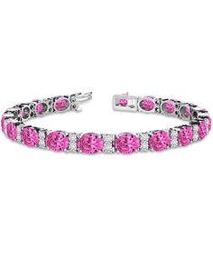 Mesmerizing Barbie Beauty: 14k White Gold Diamond and Pink Tourmaline Tennis Bracelet Black Diamond Bracelet, Sparkling Jewelry, Beautiful Beaded Bracelet, Citrine Bracelet, Tourmaline Jewelry, Bracelets Gold Diamond, White Gold Bracelet, Elegant Bracelet, Oval Cut Diamond