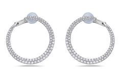 18kt White Gold Diamond Pavé Wrap Around Earrings (3.55 ctw) Diamond Decorations, Halo Earrings, Ruby Earrings, Earring Crafts, Diamond Hoop Earrings, Emerald Earrings, Opal Earrings, Sapphire Earrings, Gold Hoop Earrings