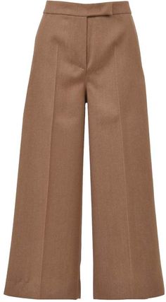 Max Mara Revere Wide-leg Pants Beige Wide Leg Wool Pants, Wide Leg Beige Wool Pants, Beige Wool Wide Leg Pants, Beige Wool Pants For Business Casual, Chic Beige Wool Pants, Beige Wool Bottoms With Welt Pockets, Elegant Beige Wool Bottoms, Elegant Wool Beige Bottoms, Beige Wide Leg Bottoms For Tailoring