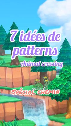 an animal crossing game with trees and water