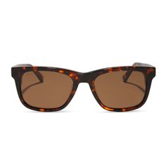 diff eyewear featuring the wesley square sunglasses with a rich tortoise frame and brown polarized lenses front view Diff Eyewear, Casual Look, Polarized Sunglasses, Tortoise, Casual Looks, Lenses, Sleek, Shades, Sunglasses