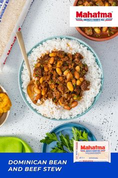 bean and beef stew served over white rice Mahatma Rice, Adobo Seasoning, Dominican Food, Beef Stew Recipe, Dinner Plan, Quick Weeknight Dinners, Stew Recipe, Pinto Beans