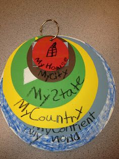 a cake decorated with three circles and words