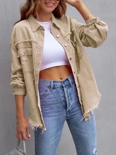 Womens Spring Coat, Jeans Rosa, Outwear Fashion, Denim Jacket Fashion, Winter Shorts, Winter Outwear, Jean Large, Jean Vintage, Outwear Women