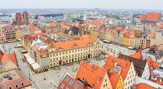 an aerial view of old buildings in the city