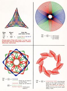 four different types of geometric designs on paper