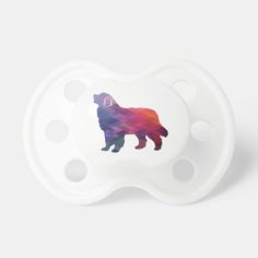 a watercolor painting of a dog's silhouette on a white background baby pacifier