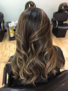 Highlights for dark hair // light brown ... Brown Hair With Lowlights, Balayage Straight, Balayage Straight Hair, Brown Hair Dye