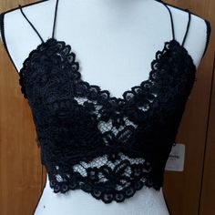 Beautiful, Strappy, Sexy. Fabulous Black Velvet Lace. From Free People. Black Lace Party Bra, Black Lace Cami Crop Top, Elegant Black Bra Friendly Crop Top, Black Camisole Crop Top For Evening, Black Cami Bra For Night Out, Black Bra-friendly Crop Top For Party, Party Crop Top, Bra Friendly, Black, Sleepwear Black, Free People Intimates