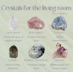 Best Crystals For New Home, Crystal For Living Room, Crystals For Dining Room, Crystals For The Classroom, Crystals To Keep In Your Bedroom, Crystals Living Room, How To Style Crystals At Home, Crystals To Have In Your Home, Best Crystals For Each Room