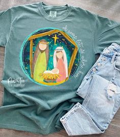 Comfort colors tshirt | unisex fit | 100% cotton | dtg printed Groovy Christmas, Come Let Us Adore Him, Christmas Shirts For Kids, Nativity Christmas, Womens Christmas Shirts, Comfort Colors Tshirt, Stone Grey, Comfort Colors Tee, Grey Tee