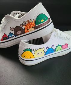 Squishmallow Painting Canvas, Hand Painted Shoes Ideas Easy, Easy Shoe Painting Ideas, Squishmallow Ideas, Squish Mellow, Painting Shoes, Minnie Mouse Shoes, Painted Shoes Diy, Custom Shoes Diy