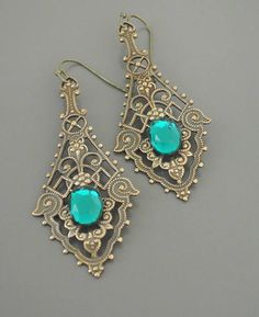 Vintage Earrings  Art Nouveau Earrings  Emerald Earrings Vintage Filigree Chandelier Earrings For Gift, Antique Dangle Chandelier Earrings For Gifts, Vintage Filigree Chandelier Earrings As Gift, Antique Dangle Chandelier Earrings As Gift, Antique Pierced Chandelier Earrings As Gift, Bohemian Crystal Pierced Earrings For Gift, Bohemian Style Pierced Crystal Earrings For Gifts, Handmade Vintage Metal Crystal Earrings, Bohemian Style Crystal Pierced Earrings For Gift