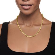 Ross-Simons - 4mm 18kt Gold Over Sterling Rope-Chain Necklace. 30". A jewelry box must-have at a great price! This 4mm rope-chain necklace is handcrafted in 18kt yellow gold over sterling silver with a glittering polished finish. Wear it solo or with a favorite pendant of your own. Lobster clasp, 18kt gold over sterling rope-chain necklace. Fine Jewelery, Rope Chain, Lobster Clasp, Jewelry Box, Chain Necklace, Fine Jewelry, Yellow Gold, Sterling Silver, Chain