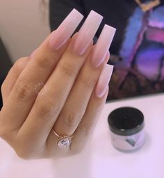 Basic Nails Long Acrylic, Plain And Simple Acrylic Nails, Long Acrylic Nails Natural Colors, Natural Nails Long Acrylic, Basic Nails Acrylic Simple Long, Pink And White Ombre Nails Square Long, Simple Long Pink Acrylic Nails, Ombre Long Square Nails, Straight Coffin Acrylic Nails