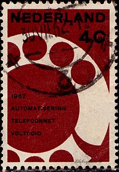 a stamp with the words nederland in red and white, on a black background