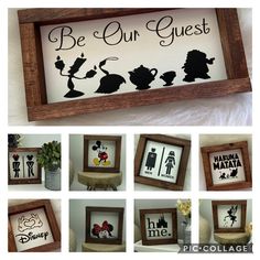 the silhouettes of various disney characters are displayed in different frames and on top of each other