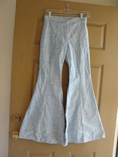 True Vintage 60s 70s light blue bell bottom pants size small 1960s 1970s Light Wash Fitted High Waist Flares, Light Wash High Waist Fitted Flares, Fitted High Waist Light Wash Flares, High Waist Light Wash Flares For Spring, High Waist Light Wash Spring Flares, Spring Light Wash High Waist Flares, Light Wash Wide Leg Flares For Spring, High Waist Light Blue Fitted Flare Jeans, Light Blue High Waist Fitted Flare Jeans