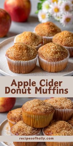 apple cider donut muffins on a plate