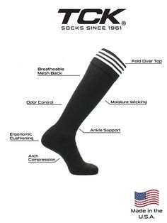 Product Features TCK'S TOP OF THE LINE SOCCER SOCK: Great soccer sock with extra stretch, fold down top, and room for shinguards. Ideal for youth soccer, teenagers playing competitively or adult soccer leagues. Practice and train for games or matches in these TCK striped soccer socks. DESIGNED FOR PERFORMANCE: The Premier sock is loaded with features to maximize performance. Moisture wicking and odor control yarns will keep your feet fresh, dry and blister free. A mesh back keeps the sock lightw Soccer Socks, Youth Soccer, Soccer League, Shin Guards, Ankle Support, Athletic Performance, Men Shoes Size, Navy And White, Moisture Wicking