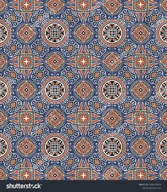 a blue and red background with an intricate design in the shape of circles on it