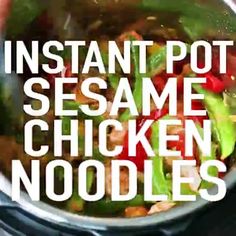 the instant pot sesame chicken noodle soup is ready to be cooked in the slow cooker